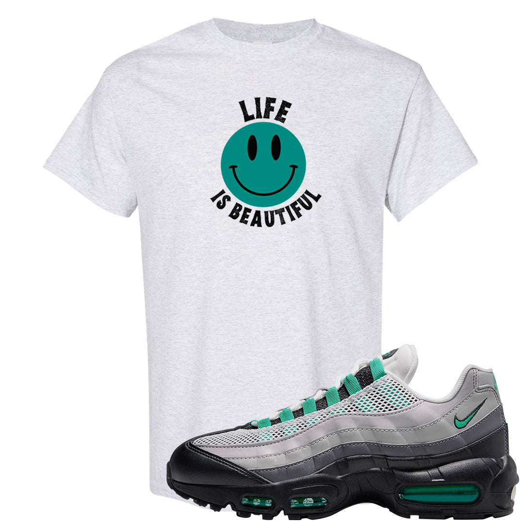 Stadium Green 95s T Shirt | Smile Life Is Beautiful, Ash