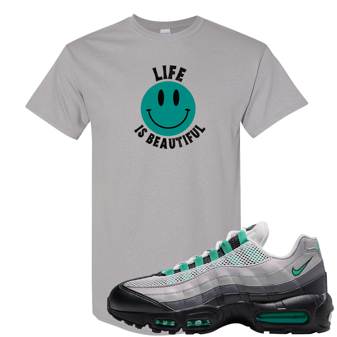 Stadium Green 95s T Shirt | Smile Life Is Beautiful, Gravel