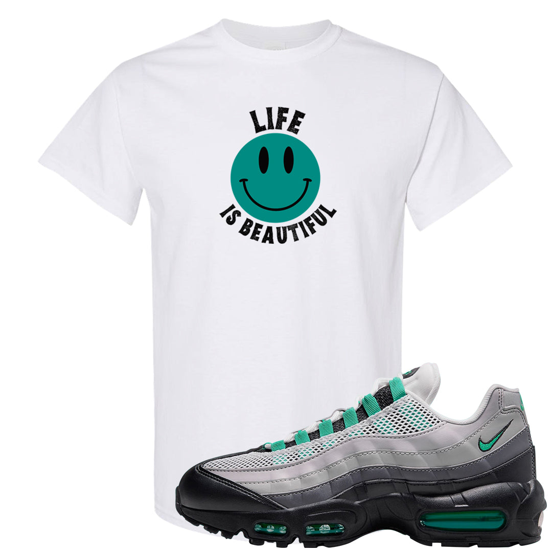 Stadium Green 95s T Shirt | Smile Life Is Beautiful, White