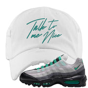 Stadium Green 95s Distressed Dad Hat | Talk To Me Nice, White