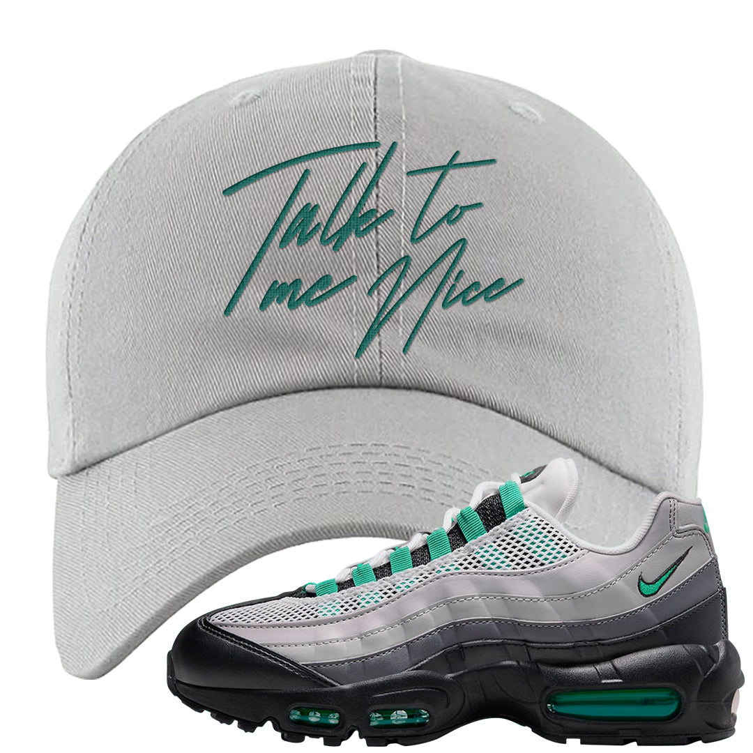 Stadium Green 95s Dad Hat | Talk To Me Nice, Light Gray