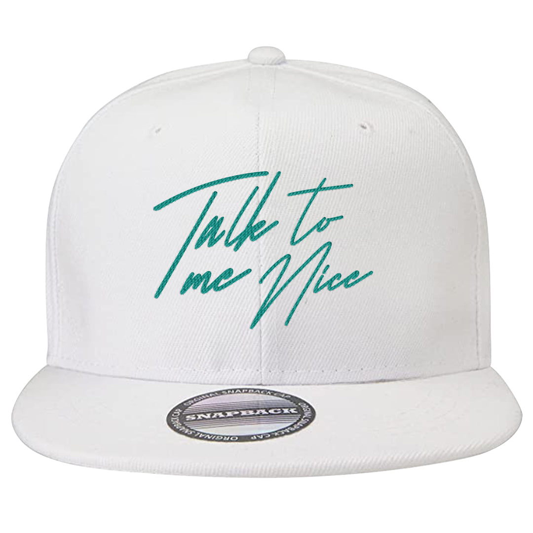 Stadium Green 95s Snapback Hat | Talk To Me Nice, White