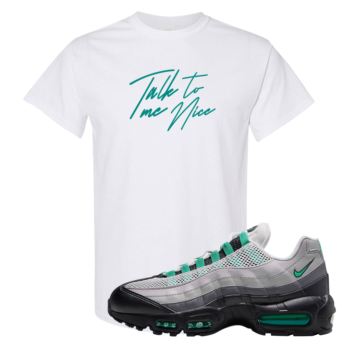 Stadium Green 95s T Shirt | Talk To Me Nice, White