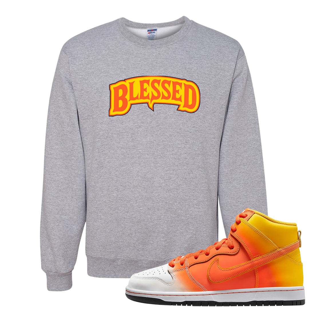 Candy Corn High Dunks Crewneck Sweatshirt | Blessed Arch, Ash