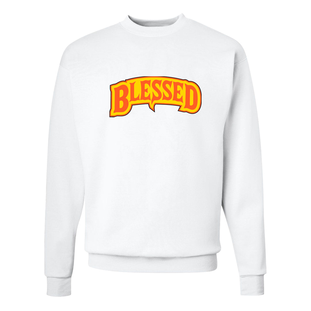 Candy Corn High Dunks Crewneck Sweatshirt | Blessed Arch, White