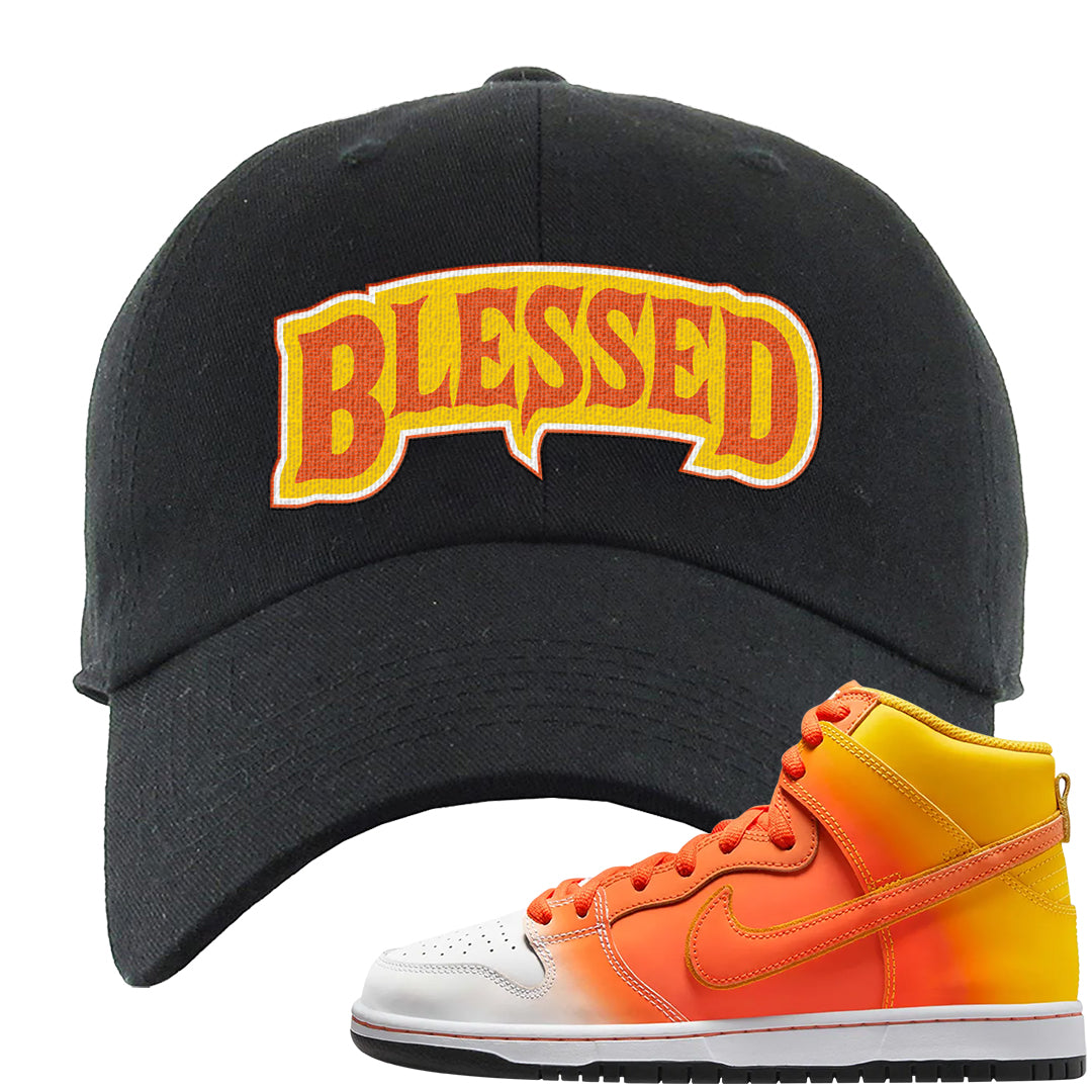 Candy Corn High Dunks Dad Hat | Blessed Arch, Black
