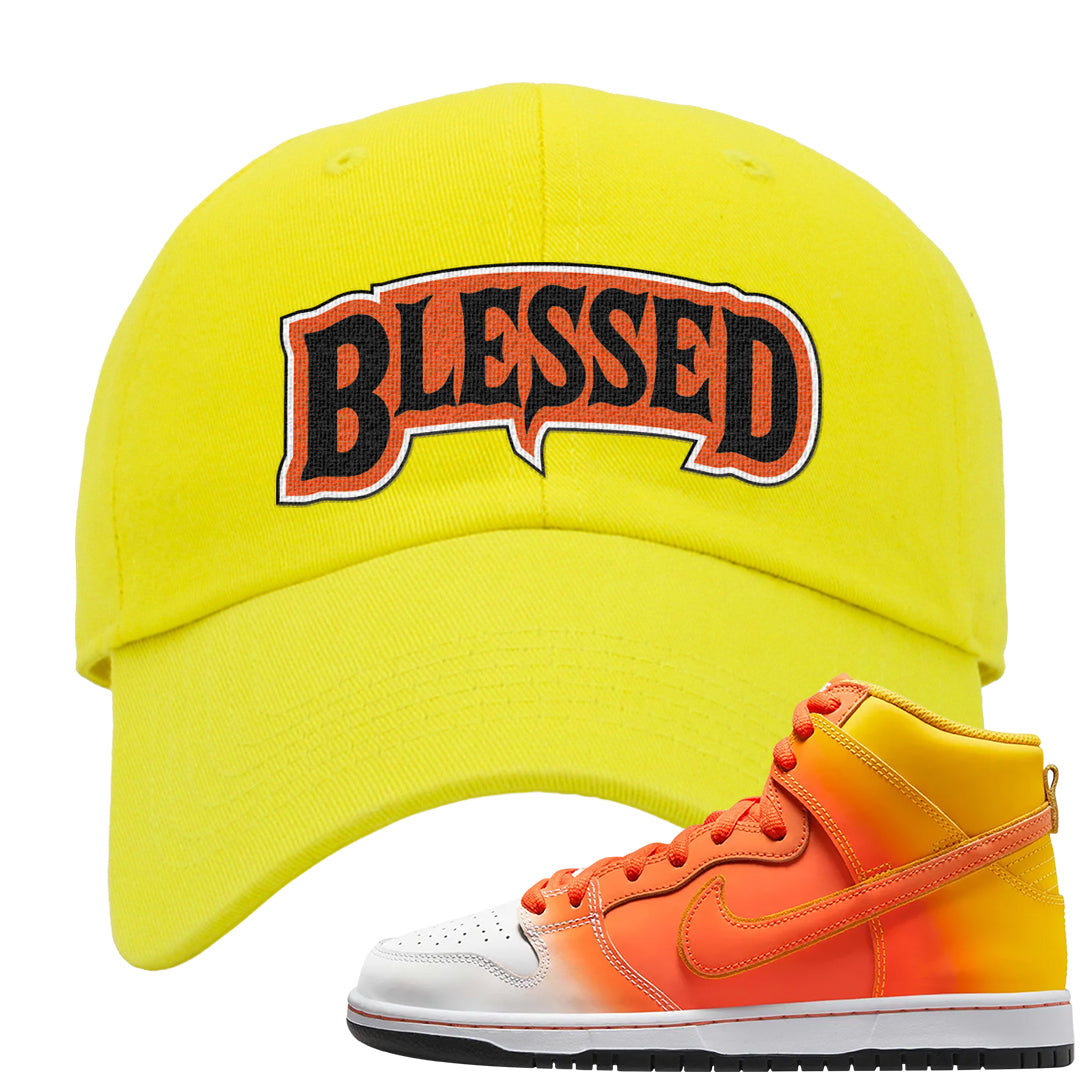 Candy Corn High Dunks Dad Hat | Blessed Arch, Yellow