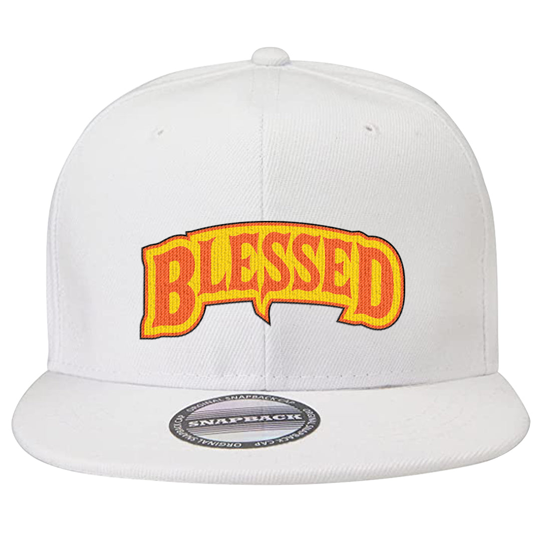 Candy Corn High Dunks Snapback Hat | Blessed Arch, White