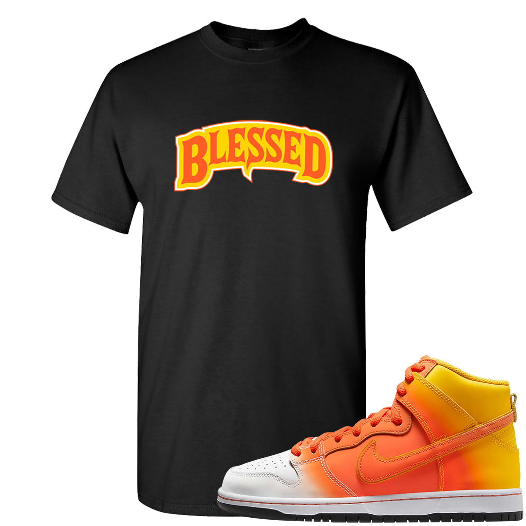 Candy Corn High Dunks T Shirt | Blessed Arch, Black