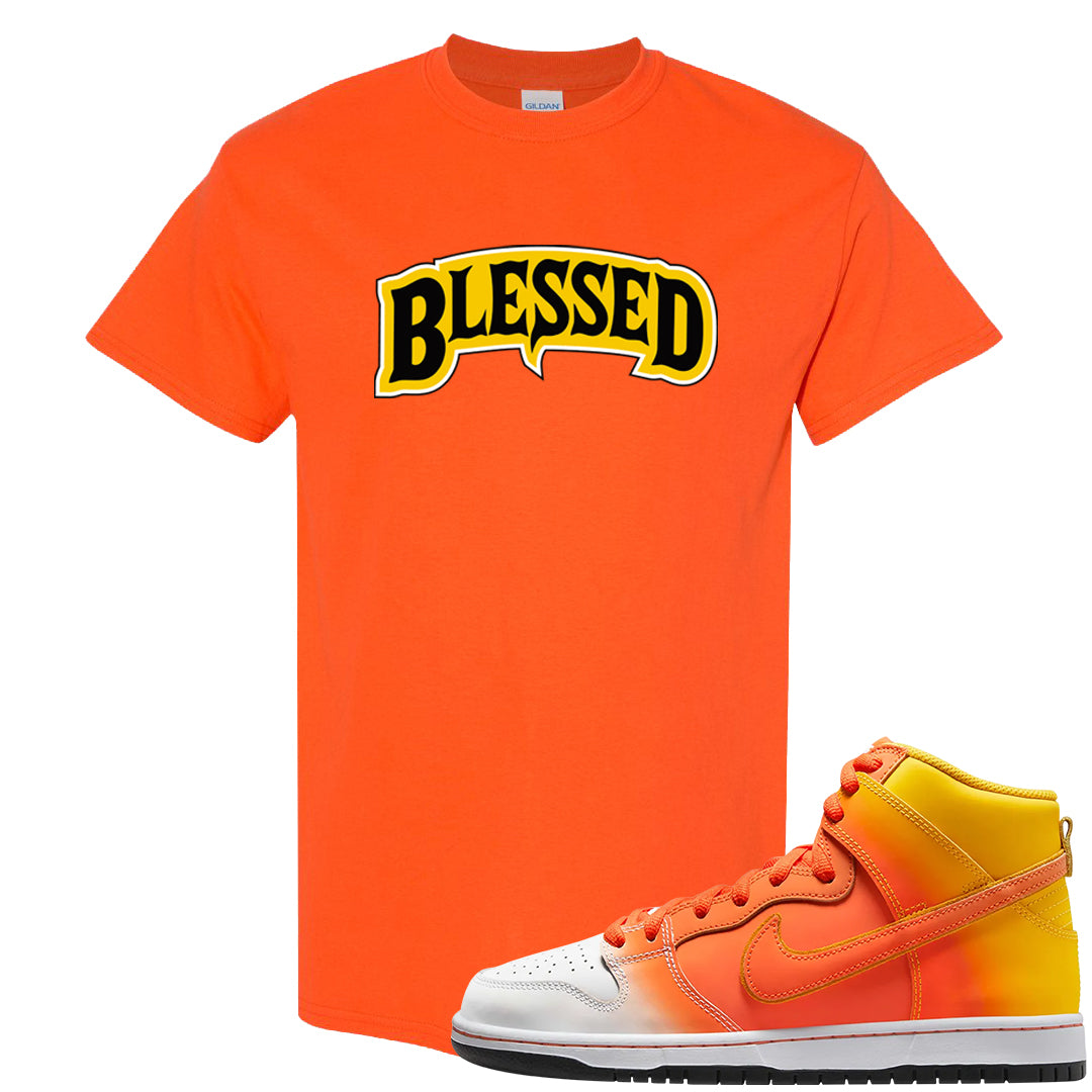 Candy Corn High Dunks T Shirt | Blessed Arch, Orange