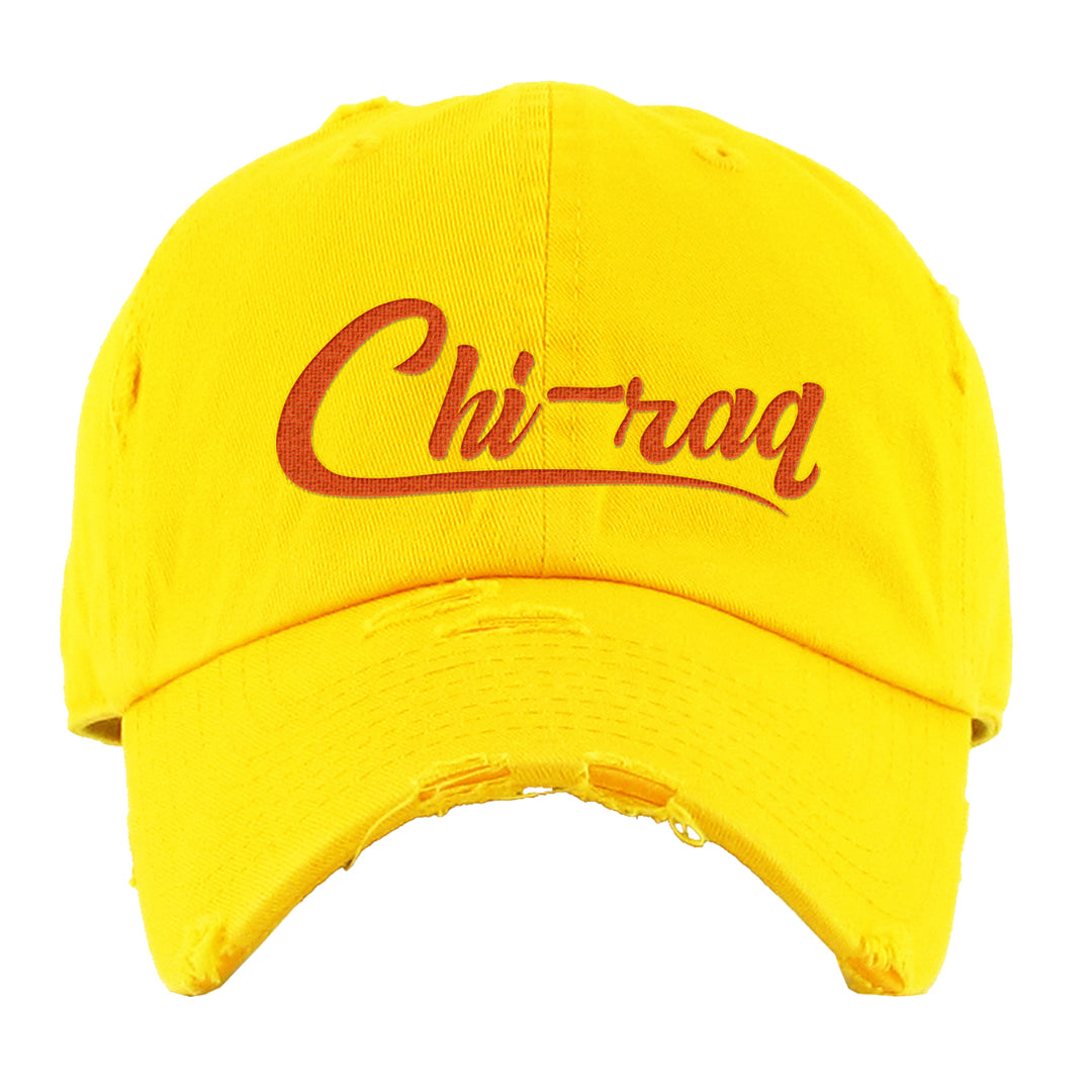 Candy Corn High Dunks Distressed Dad Hat | Chiraq, Yellow