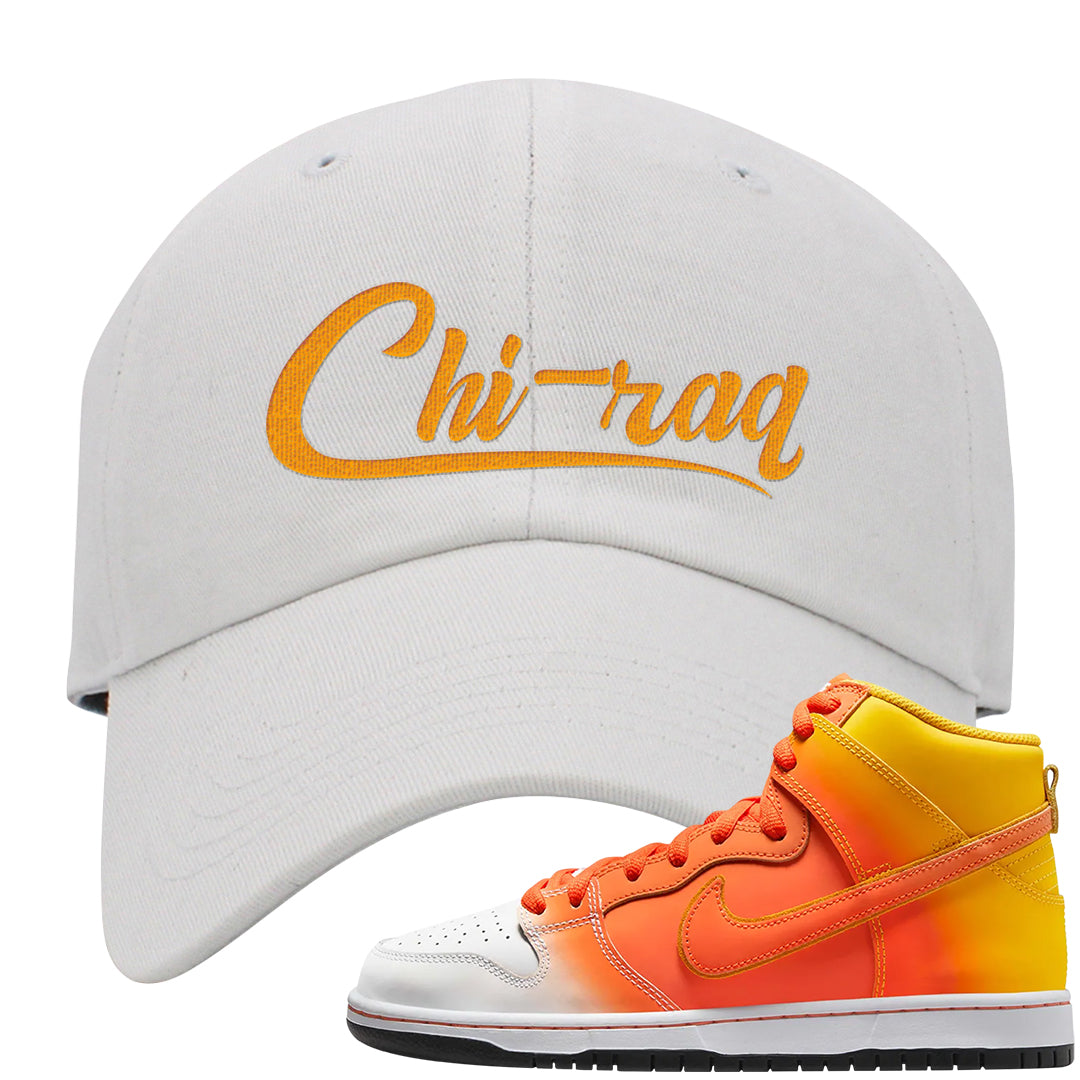 Candy Corn High Dunks Dad Hat | Chiraq, White