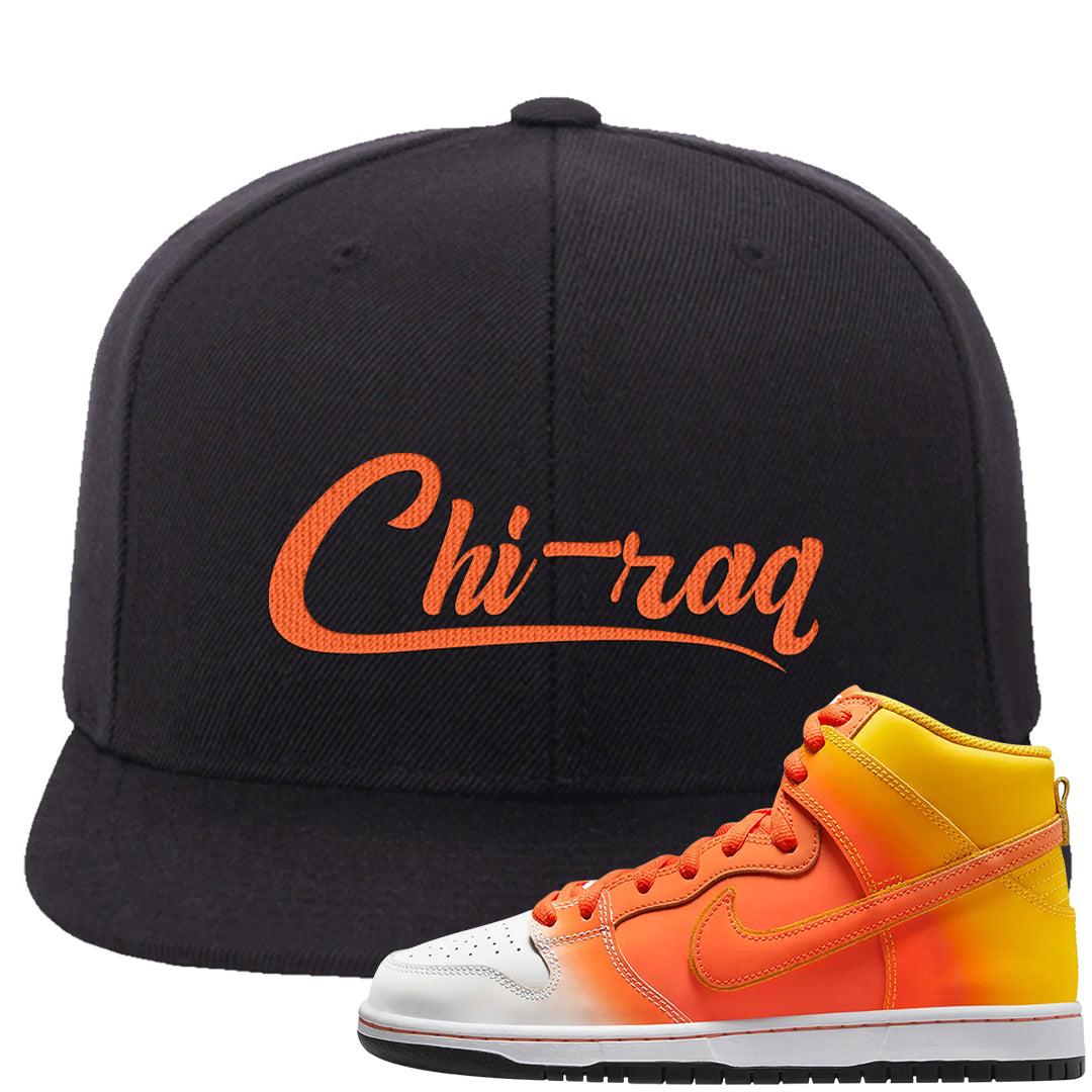 Candy Corn High Dunks Snapback Hat | Chiraq, Black