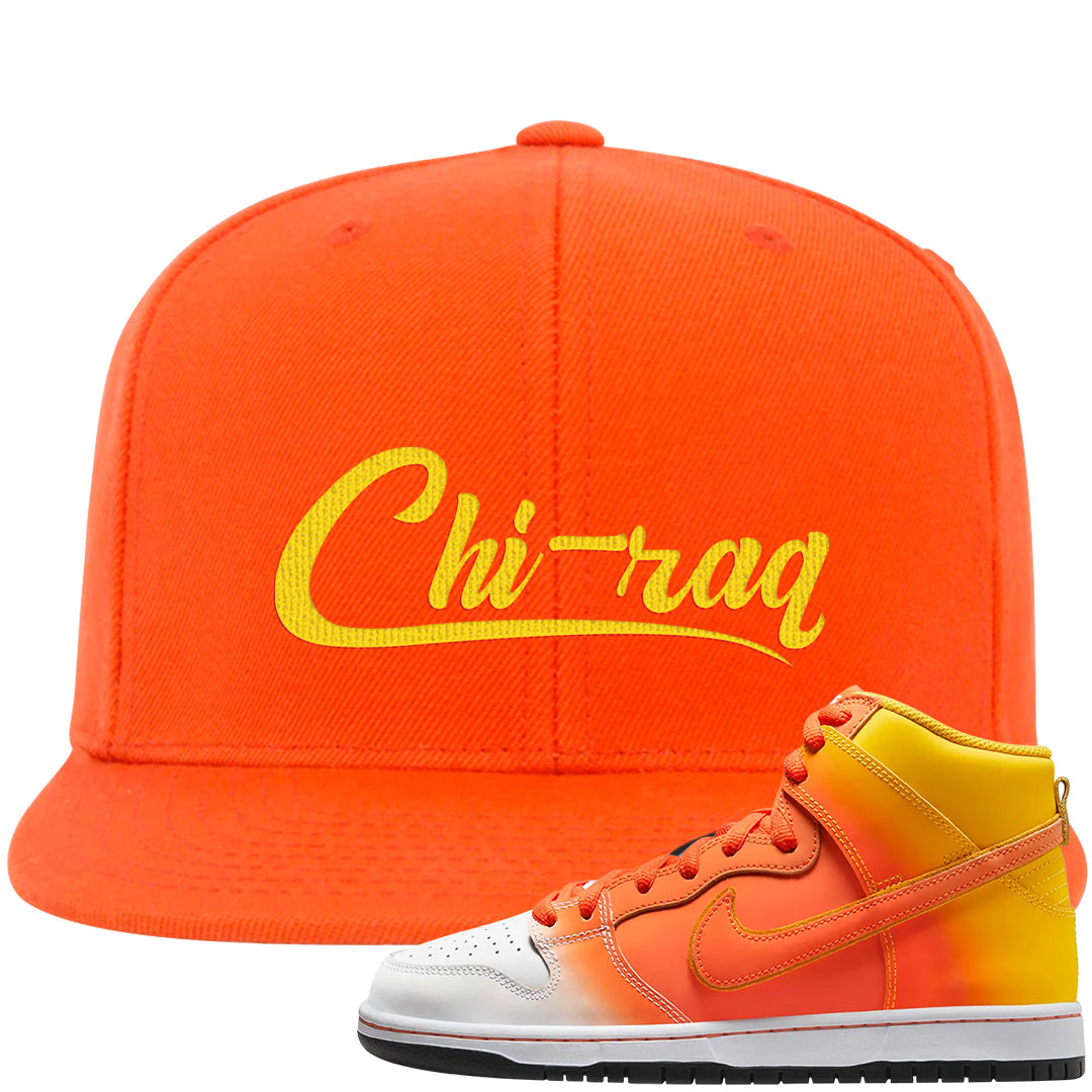 Candy Corn High Dunks Snapback Hat | Chiraq, Orange