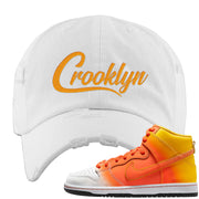 Candy Corn High Dunks Distressed Dad Hat | Crooklyn, White