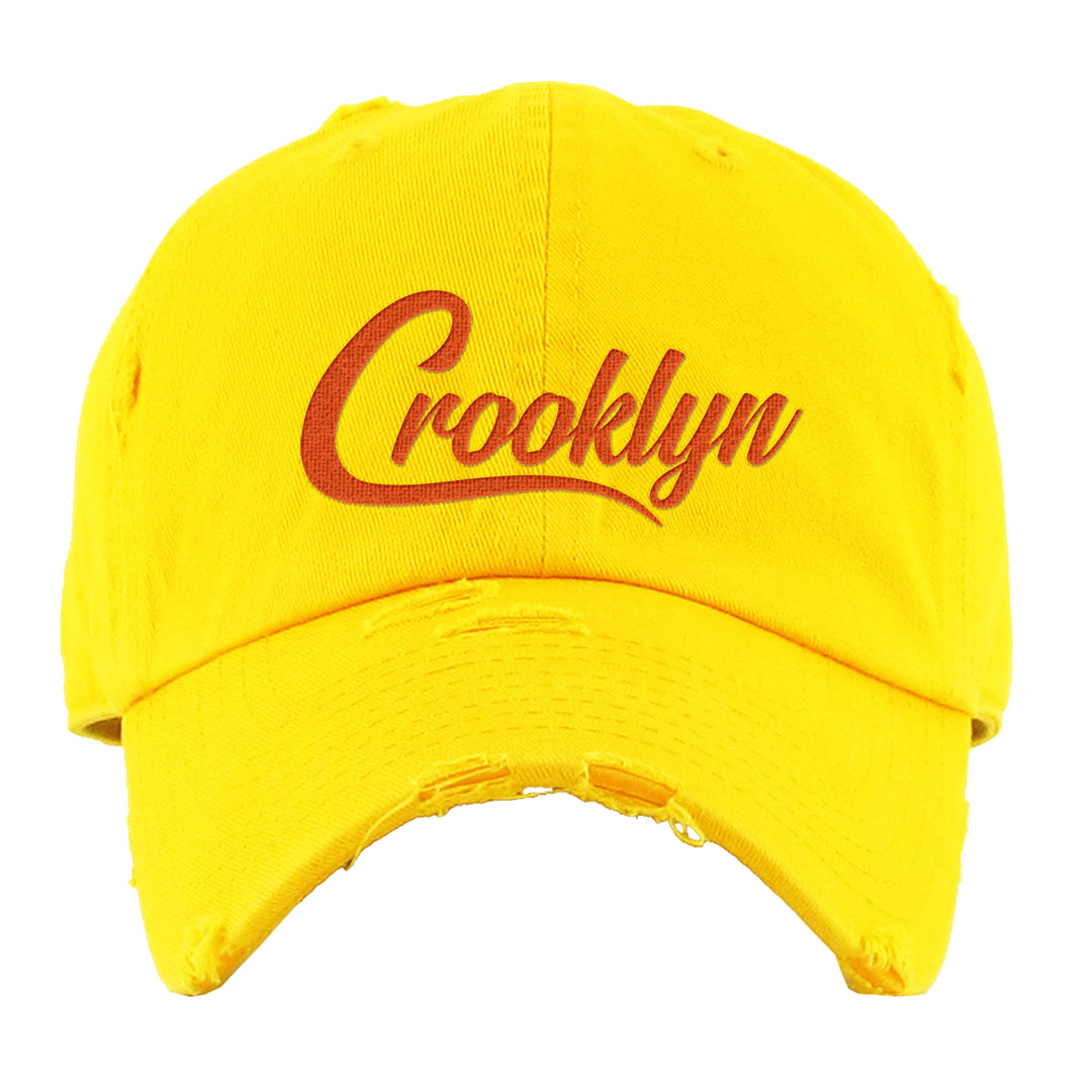 Candy Corn High Dunks Distressed Dad Hat | Crooklyn, Yellow