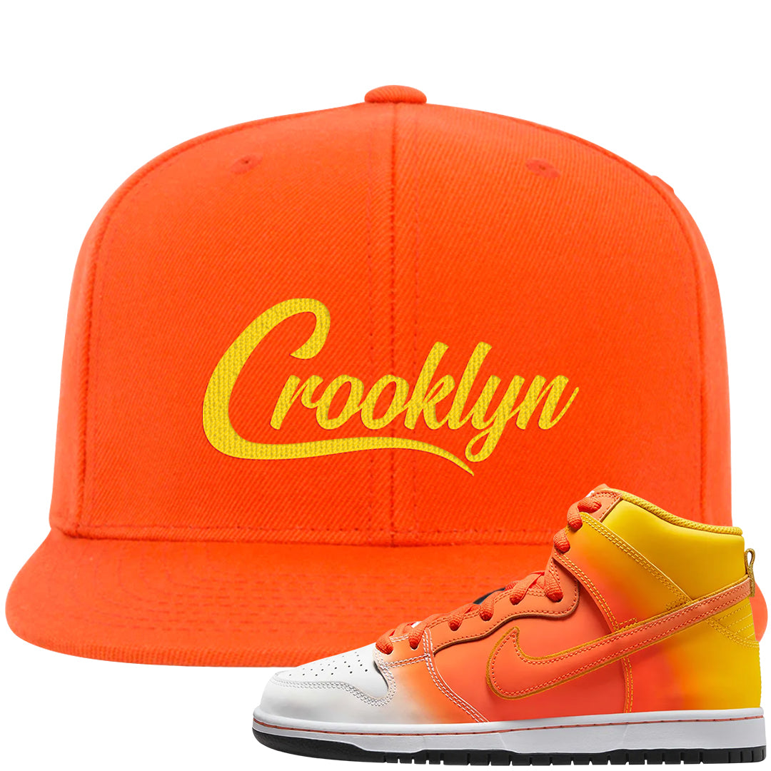 Candy Corn High Dunks Snapback Hat | Crooklyn, Orange