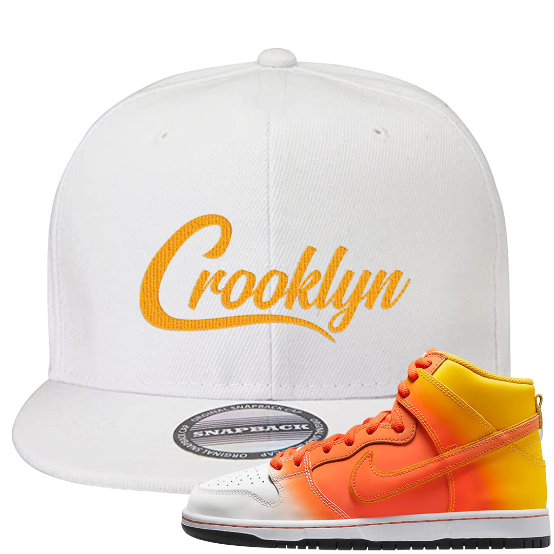 Candy Corn High Dunks Snapback Hat | Crooklyn, White