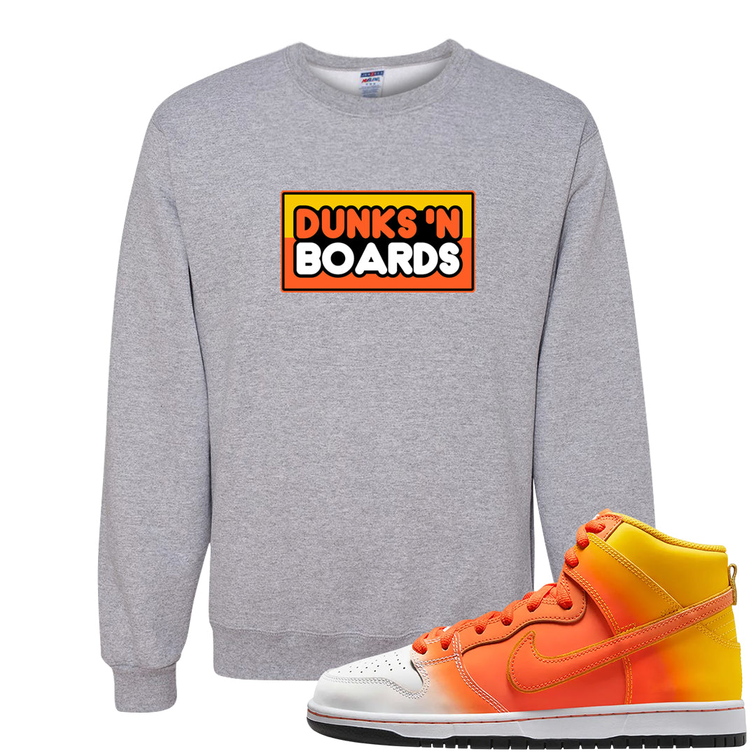 Candy Corn High Dunks Crewneck Sweatshirt | Dunks N Boards, Ash