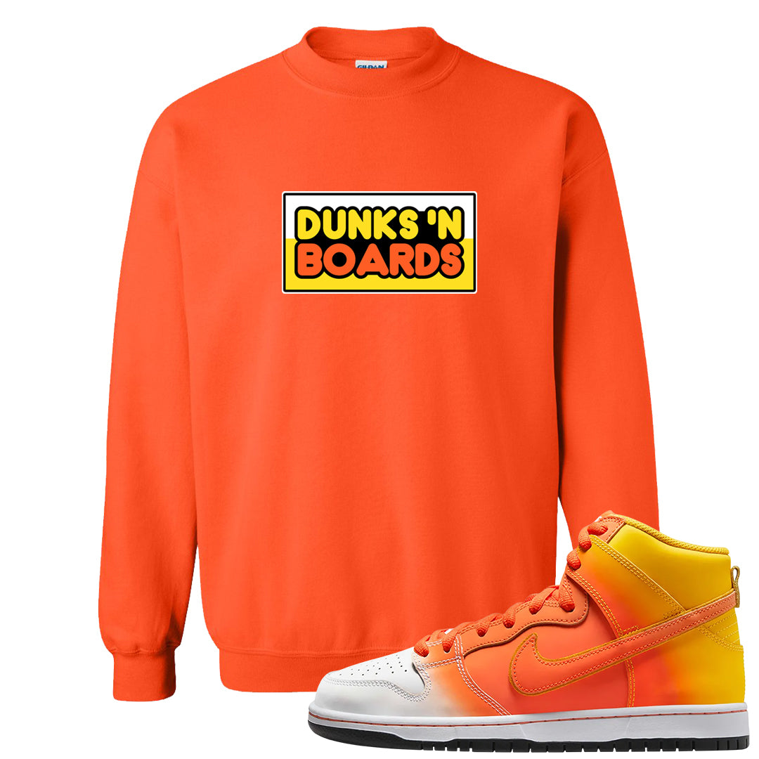 Candy Corn High Dunks Crewneck Sweatshirt | Dunks N Boards, Orange