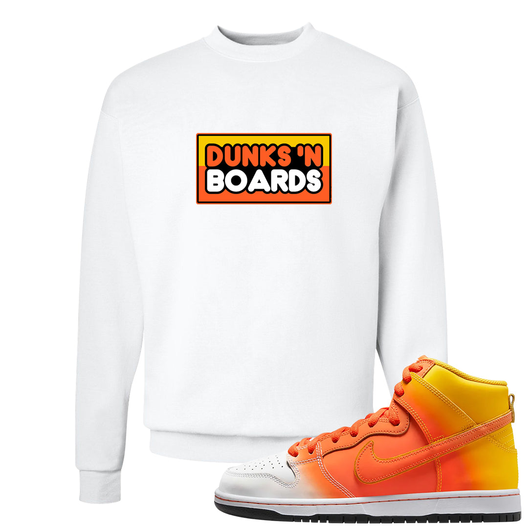 Candy Corn High Dunks Crewneck Sweatshirt | Dunks N Boards, White