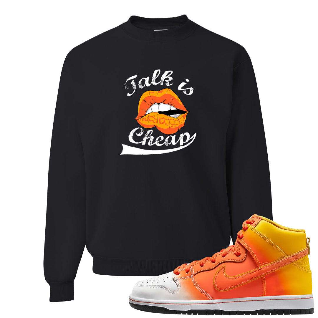 Candy Corn High Dunks Crewneck Sweatshirt | Talk Lips, Black