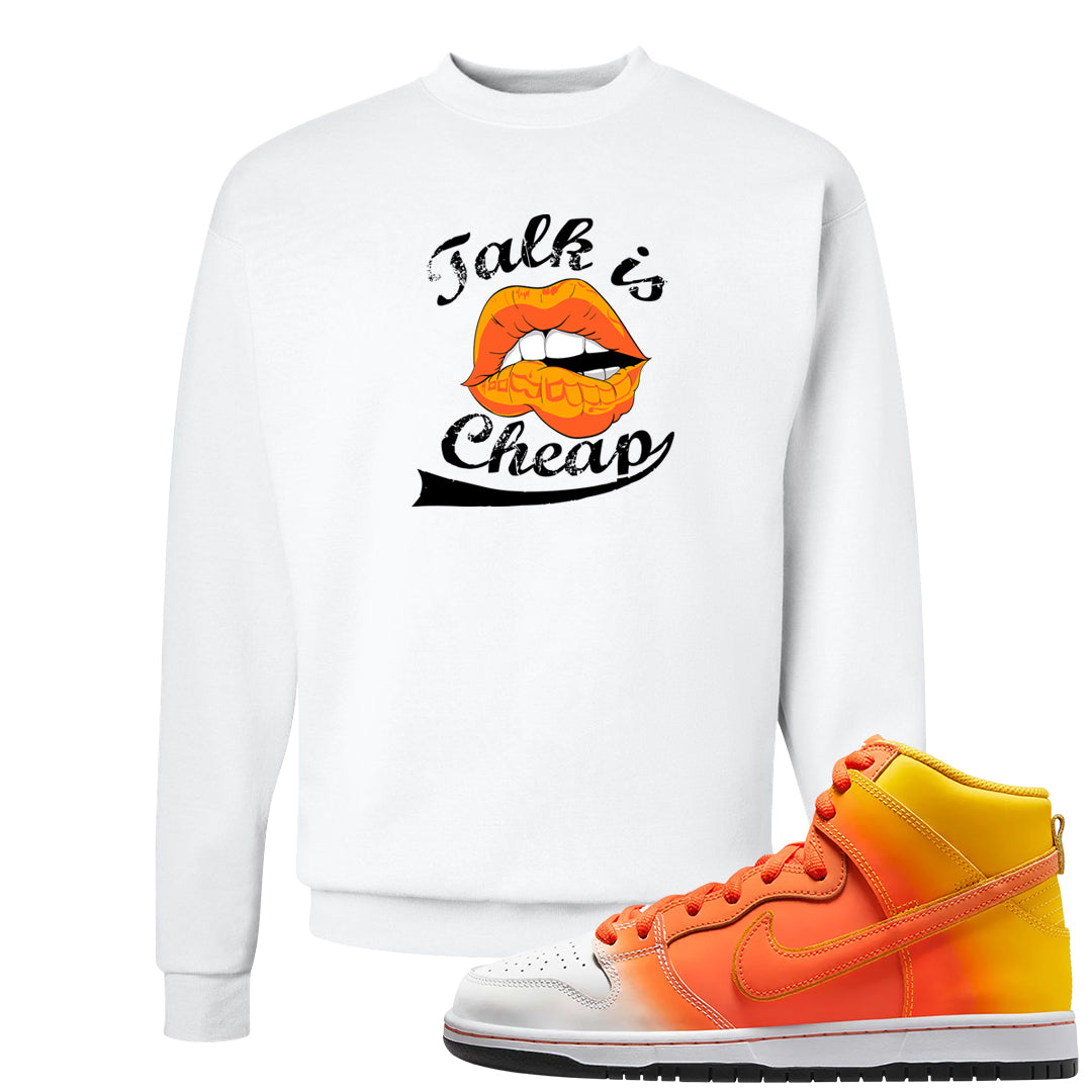 Candy Corn High Dunks Crewneck Sweatshirt | Talk Lips, White