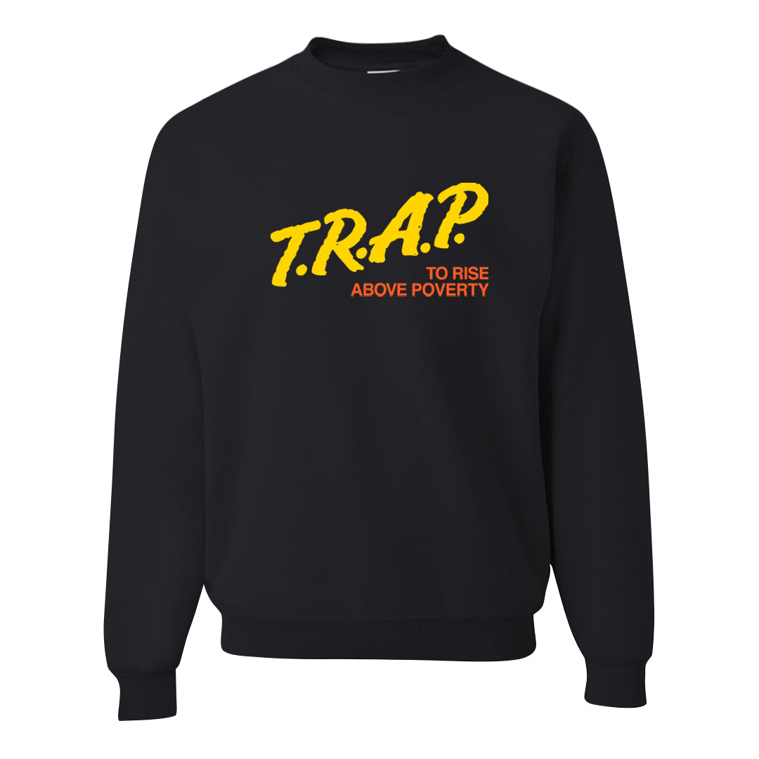Candy Corn High Dunks Crewneck Sweatshirt | Trap To Rise Above Poverty, Black