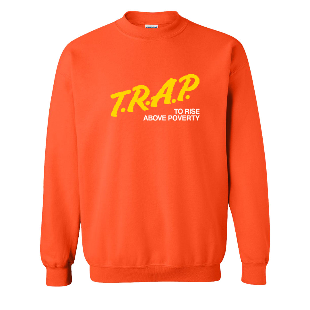 Candy Corn High Dunks Crewneck Sweatshirt | Trap To Rise Above Poverty, Orange