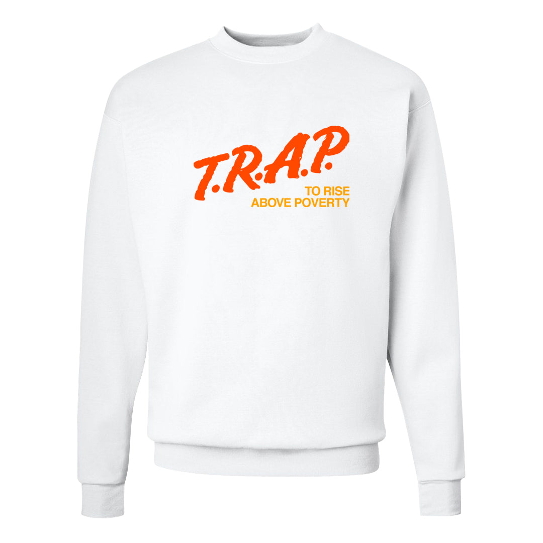 Candy Corn High Dunks Crewneck Sweatshirt | Trap To Rise Above Poverty, White
