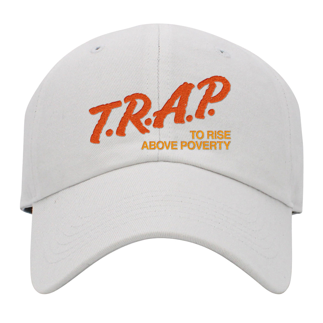 Candy Corn High Dunks Dad Hat | Trap To Rise Above Poverty, White
