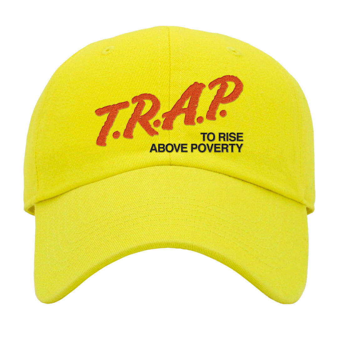 Candy Corn High Dunks Dad Hat | Trap To Rise Above Poverty, Yellow