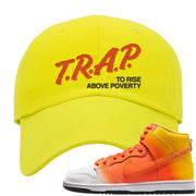 Candy Corn High Dunks Dad Hat | Trap To Rise Above Poverty, Yellow