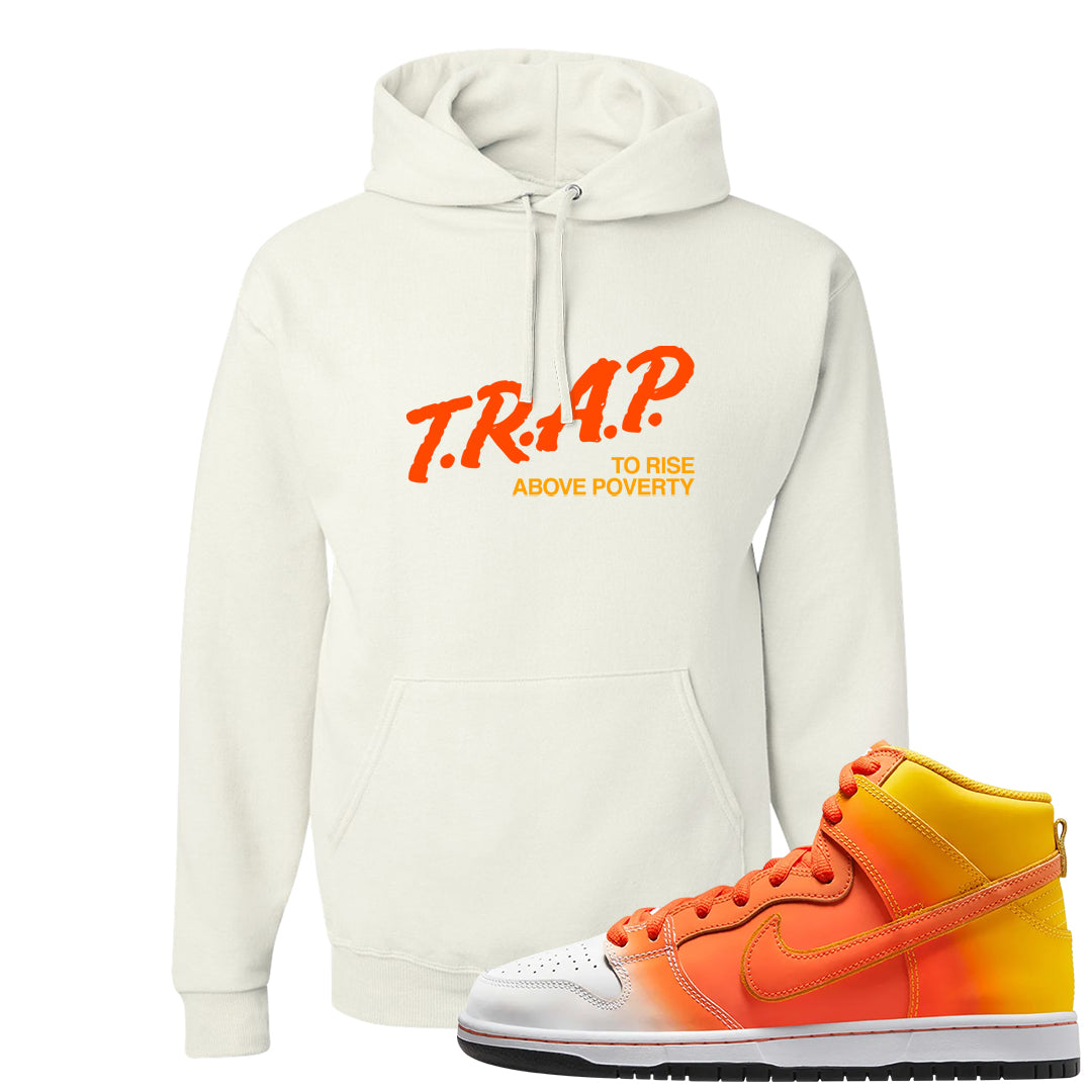 Candy Corn High Dunks Hoodie | Trap To Rise Above Poverty, White