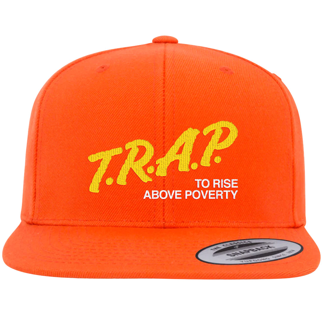 Candy Corn High Dunks Snapback Hat | Trap To Rise Above Poverty, Orange