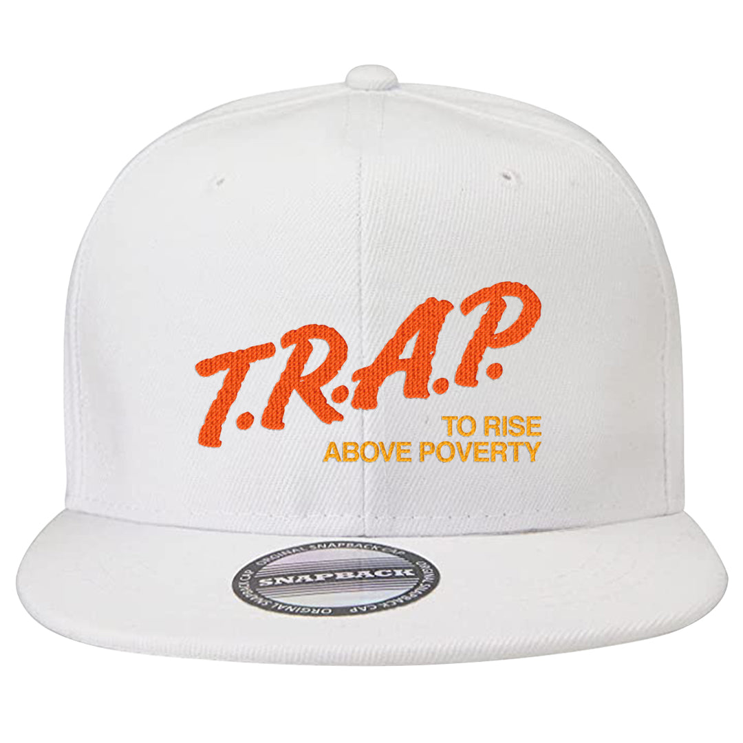 Candy Corn High Dunks Snapback Hat | Trap To Rise Above Poverty, White