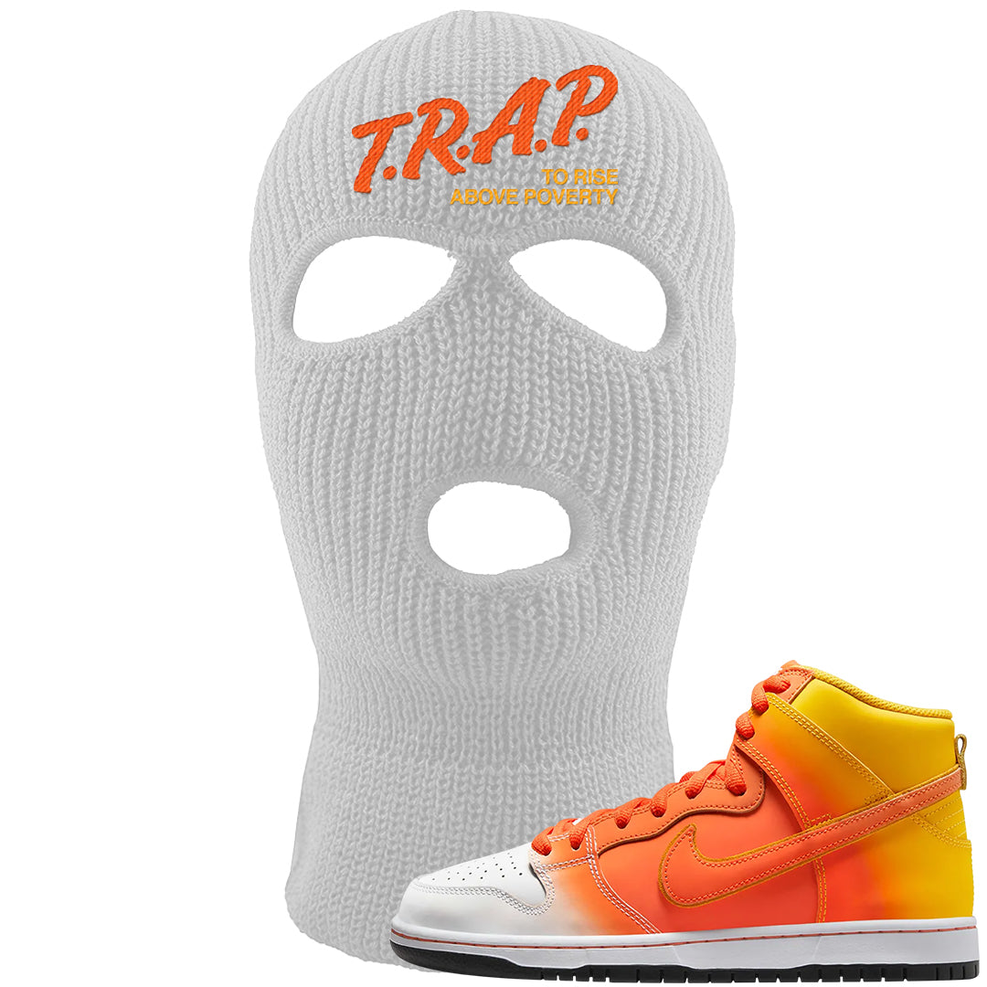 Candy Corn High Dunks Ski Mask | Trap To Rise Above Poverty, White