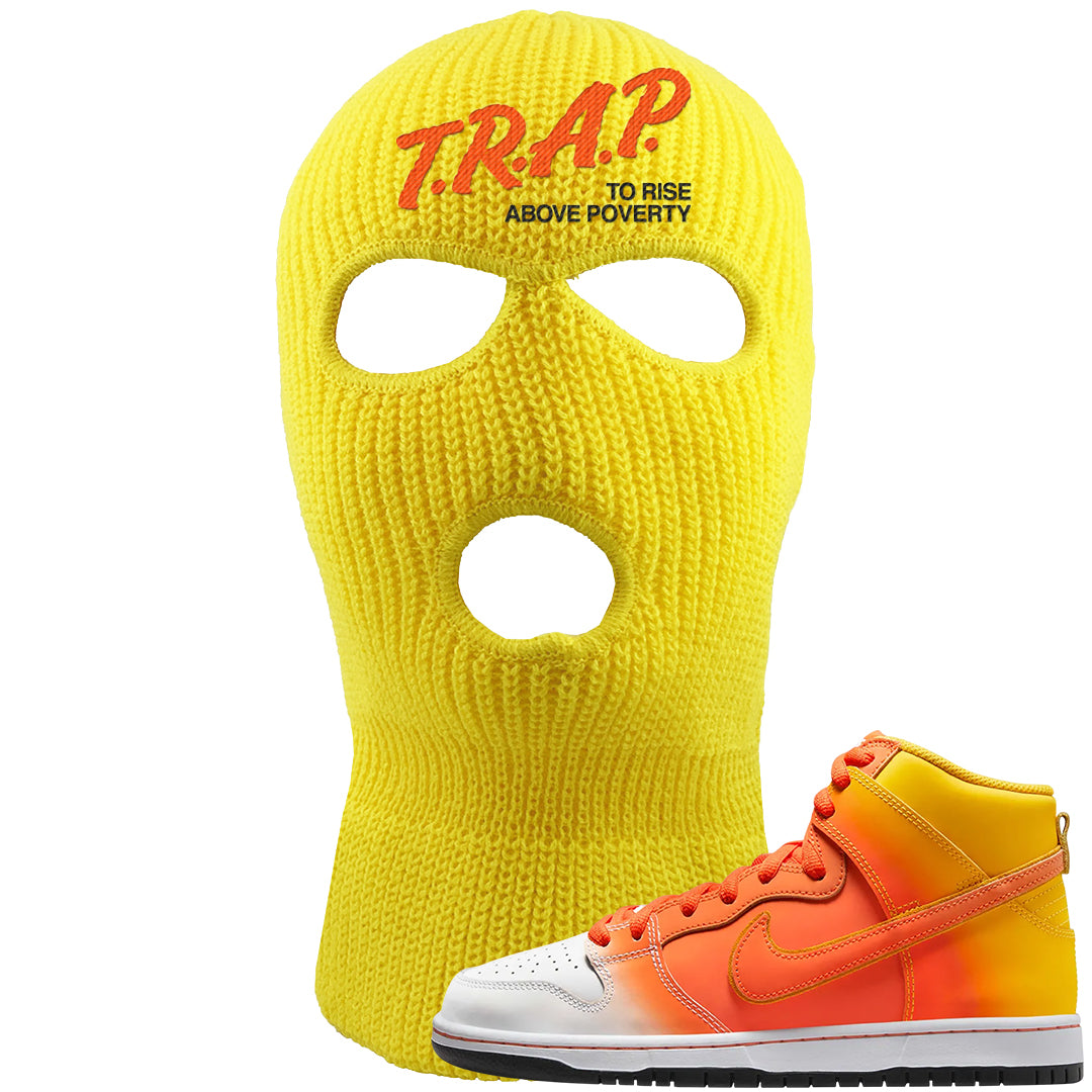 Candy Corn High Dunks Ski Mask | Trap To Rise Above Poverty, Yellow