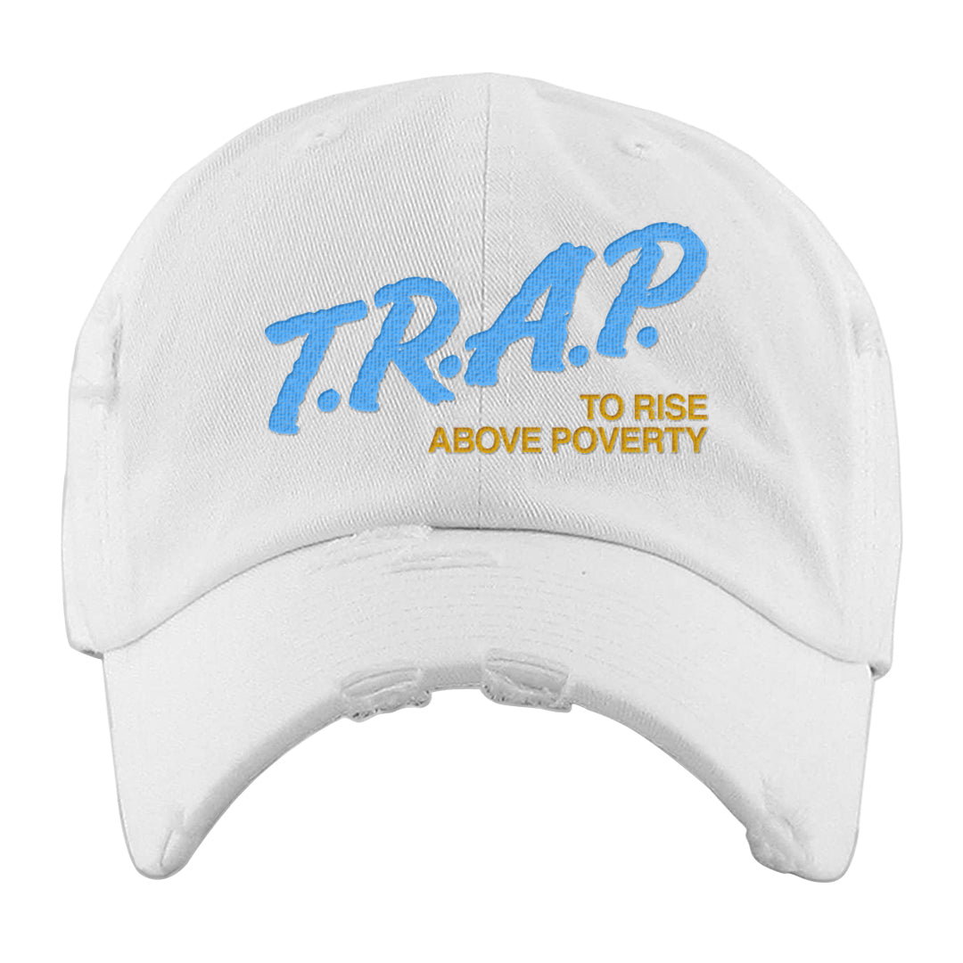 Lunar New Year High Dunks Distressed Dad Hat | Trap To Rise Above Poverty, White