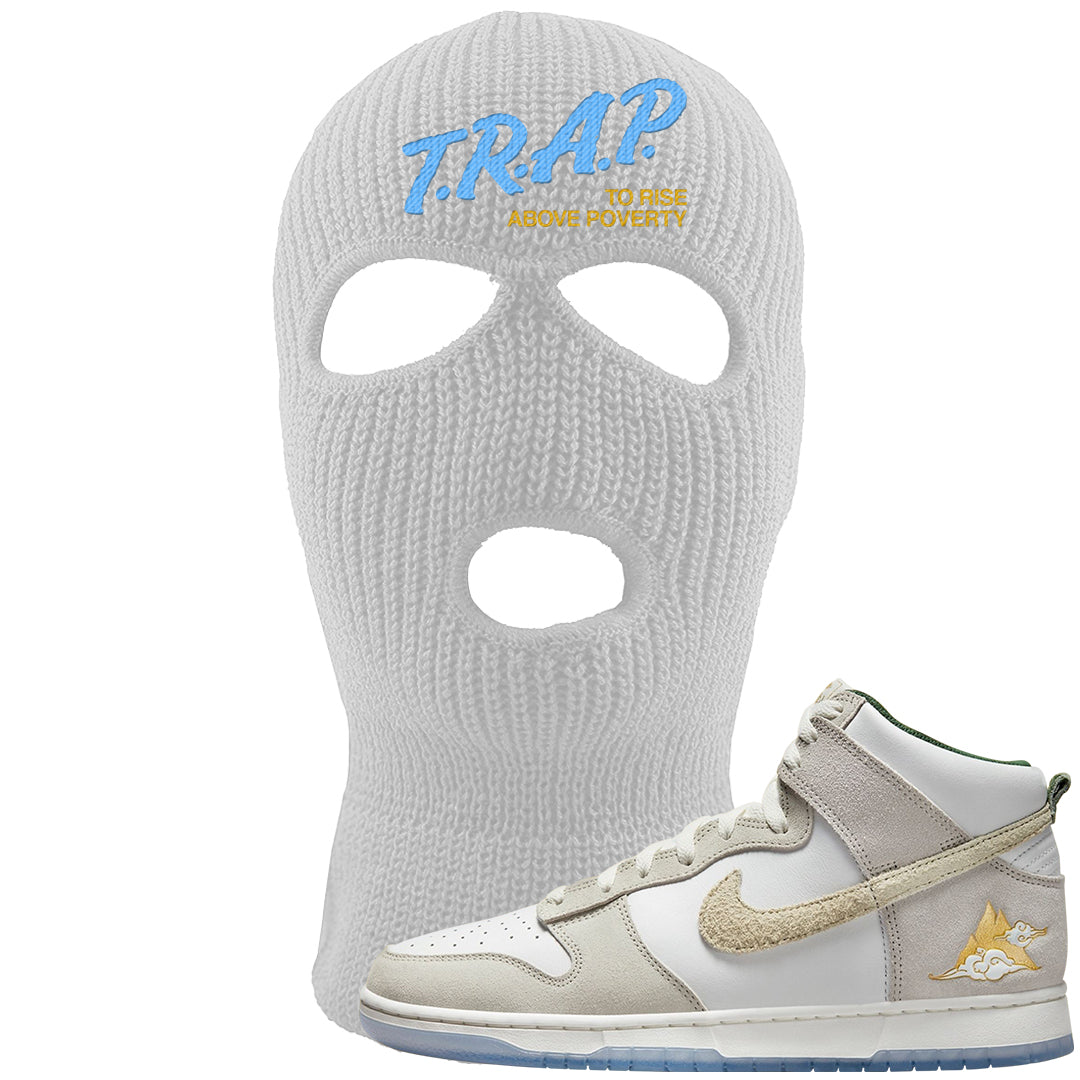 Lunar New Year High Dunks Ski Mask | Trap To Rise Above Poverty, White