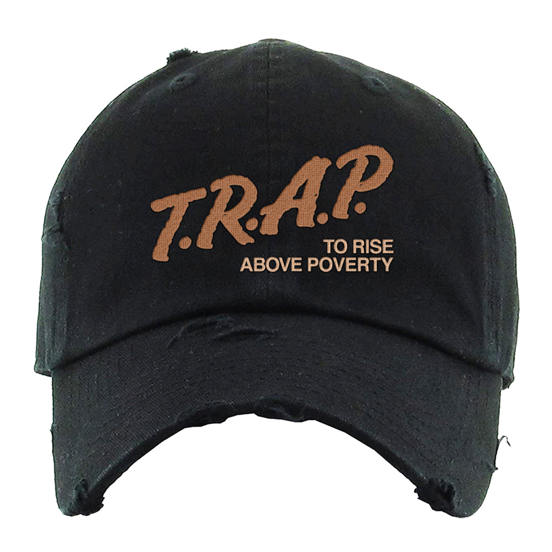 Austria Low Dunks Distressed Dad Hat | Trap To Rise Above Poverty, Black