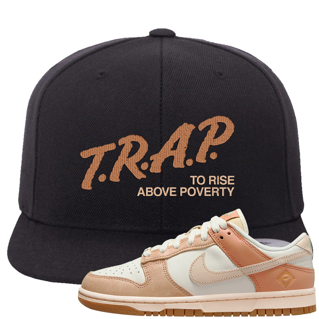 Austria Low Dunks Snapback Hat | Trap To Rise Above Poverty, Black