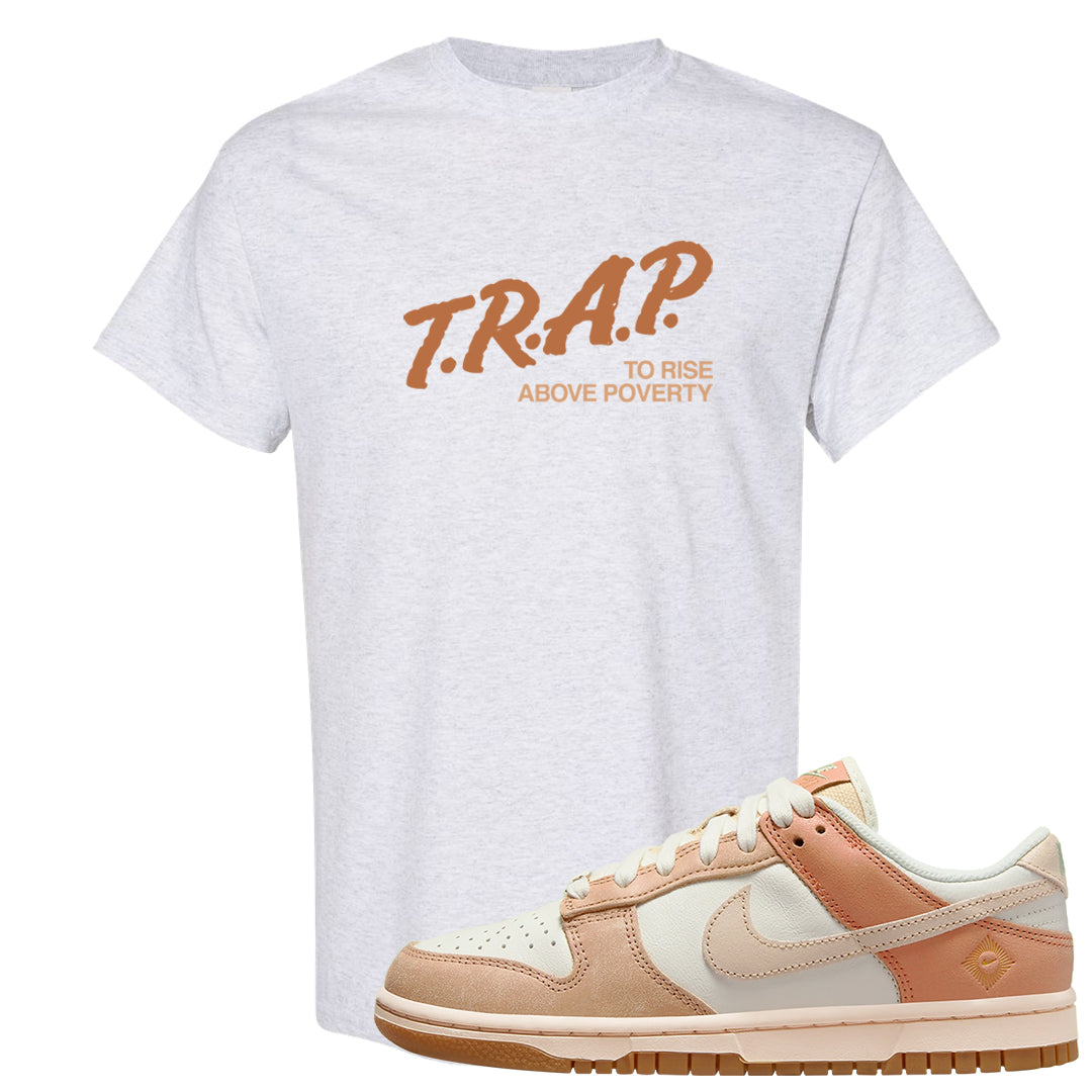 Austria Low Dunks T Shirt | Trap To Rise Above Poverty, Ash