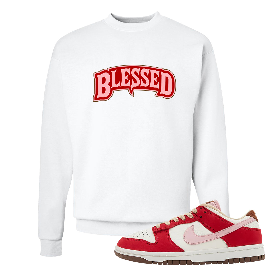 Bacon Low Dunks Crewneck Sweatshirt | Blessed Arch, White