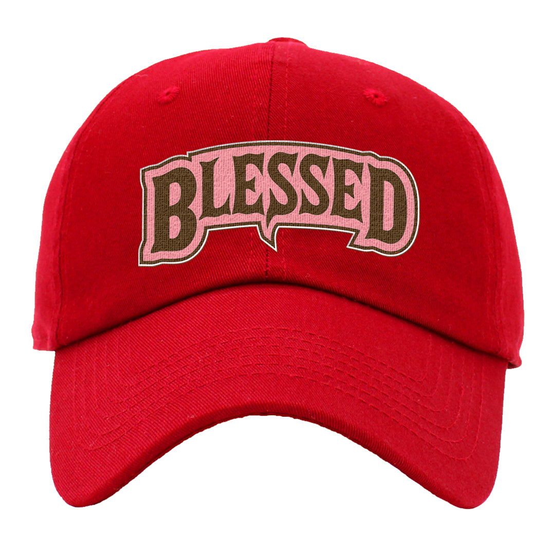 Bacon Low Dunks Dad Hat | Blessed Arch, Red
