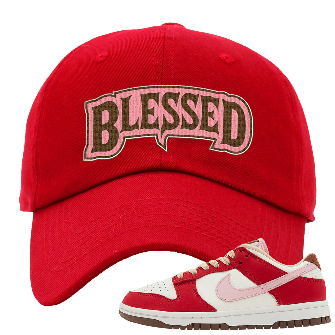 Bacon Low Dunks Dad Hat | Blessed Arch, Red