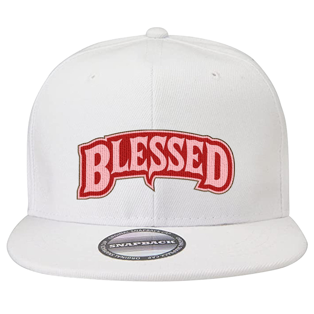 Bacon Low Dunks Snapback Hat | Blessed Arch, White