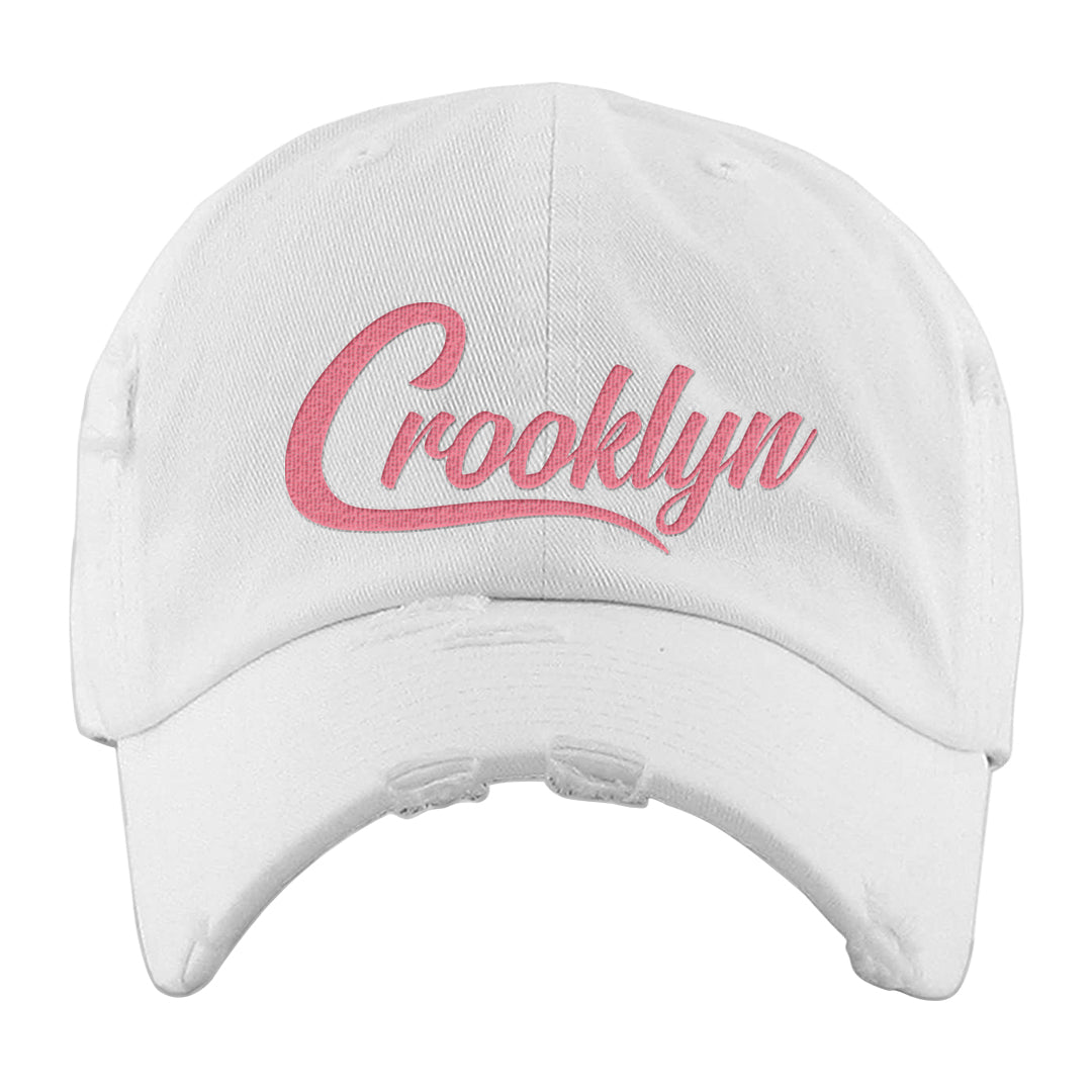Bacon Low Dunks Distressed Dad Hat | Crooklyn, White