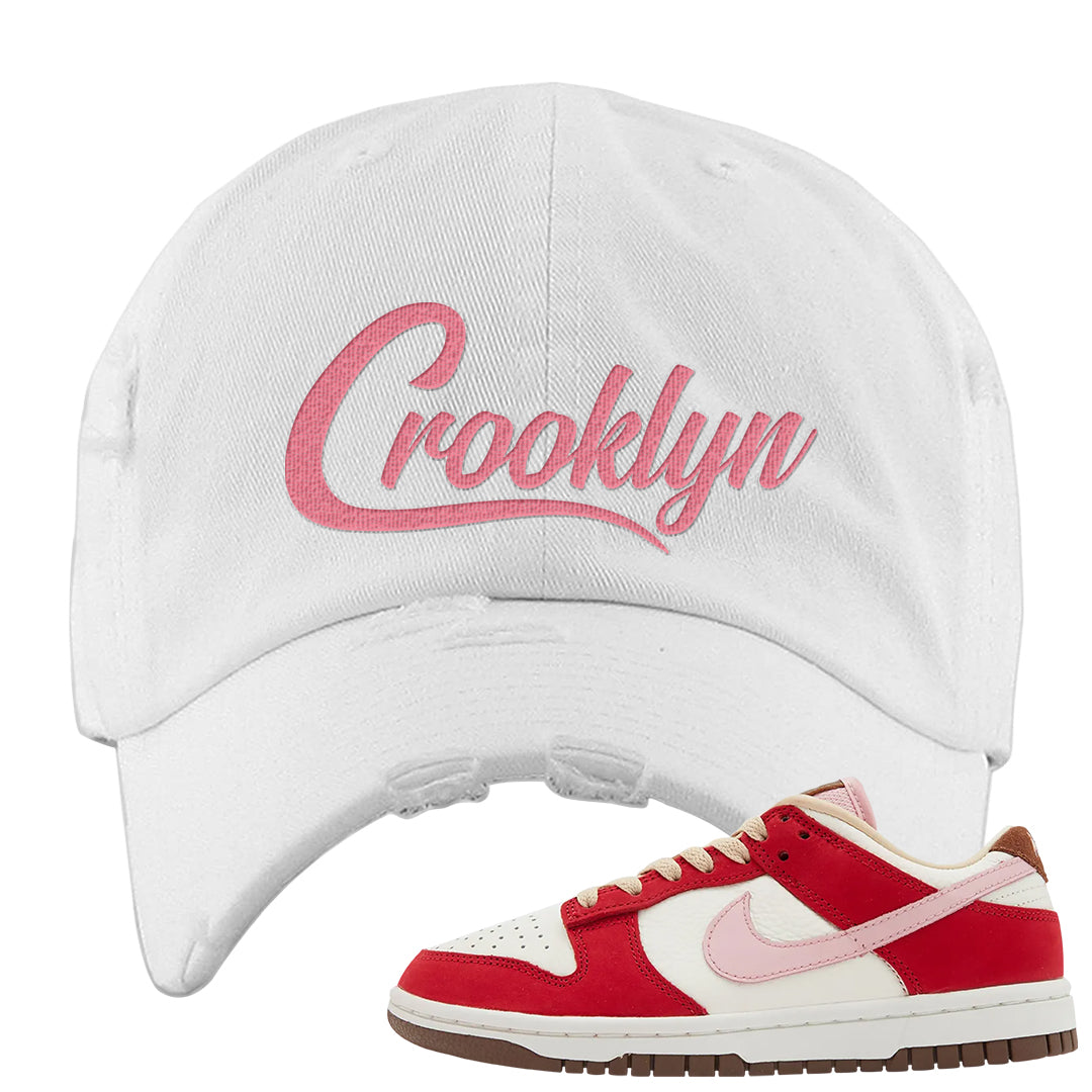 Bacon Low Dunks Distressed Dad Hat | Crooklyn, White