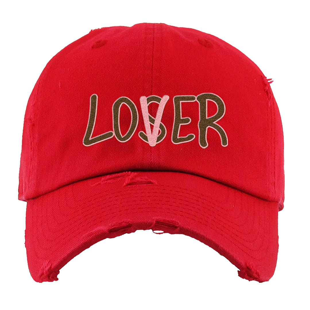 Bacon Low Dunks Distressed Dad Hat | Lover, Red